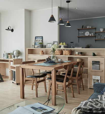 インテリアにどうですか？ ダイニング5点セット（if NEST）FENIX2 180TOP OAK + 脚SAMANTHA NEO2